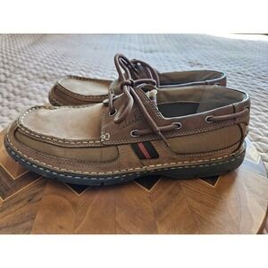 Clarks Men's Waterloo Brown Leather/Mesh Slip-On Lightweight Loafers Size 10M